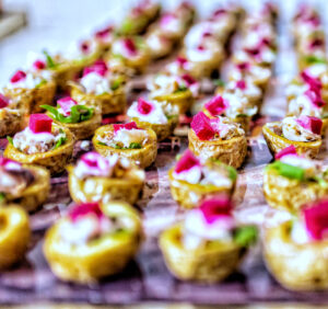 Potato mackerel and beetroot bites